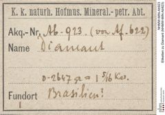 Etiketten zu Diamant (NHMW-MIN-Ab923)